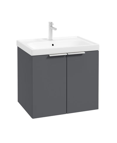 Stockholm Wall Hung 60Cm Two Door Unit Matt Midnight Grey-Brushed Chrome Handles
