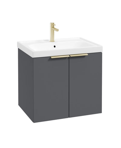 Stockholm Wall Hung 60Cm Two Door Unit Matt Midnight Grey-Brushed Gold Handles