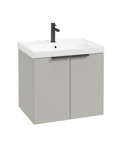 Stockholm Wall Hung 60Cm Two Door Unit Matt Arctic Grey-Matt Black Handles