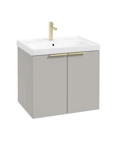 Stockholm Wall Hung 60Cm Two Door Unit Matt Arctic Grey-Brushed Gold Handles