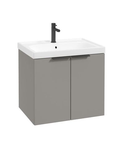 Stockholm Wall Hung 60Cm Two Door Unit Matt Khaki-Matt Black Handles