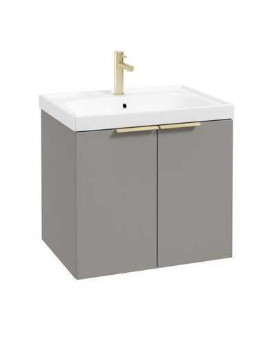 Stockholm Wall Hung 60Cm Two Door Unit Matt Khaki-Brushed Gold Handles
