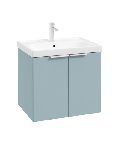 Stockholm Wall Hung 60Cm Two Door Unit Matt Morning Sky Blue-Brushed Chrome Handles