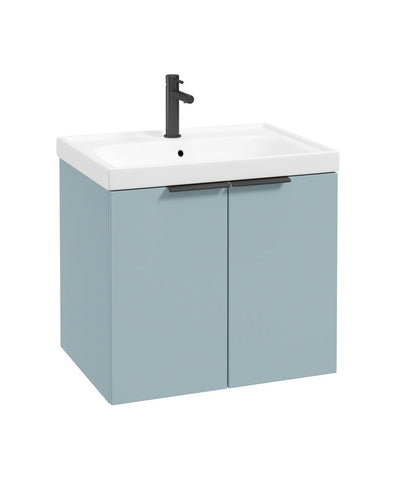 Stockholm Wall Hung 60Cm Two Door Unit Matt Morning Sky Blue-Matt Black Handles