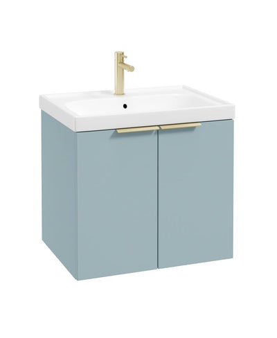 Stockholm Wall Hung 60Cm Two Door Unit Matt Morning Sky Blue-Brushed Gold Handles