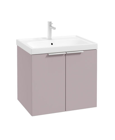 Stockholm Wall Hung 60Cm Two Door Unit Matt Cashmere Pink-Brushed Chrome Handles