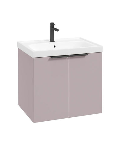 Stockholm Wall Hung 60Cm Two Door Unit Matt Cashmere Pink-Matt Black Handles