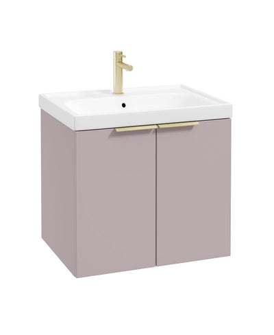 Stockholm Wall Hung 60Cm Two Door Unit Matt Cashmere Pink-Brushed Gold Handles