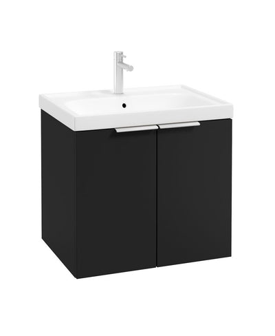 Stockholm Wall Hung 60Cm Two Door Unit Matt Black-Brushed Chrome Handles
