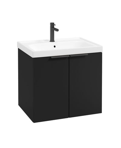 Stockholm Wall Hung 60Cm Two Door Unit Matt Black-Matt Black Handles
