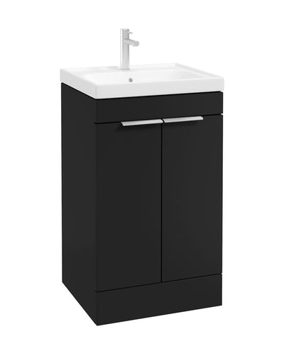 Stockholm Floorstanding 50Cm Two Door Unit Matt Black-Brushed Chrome Handles