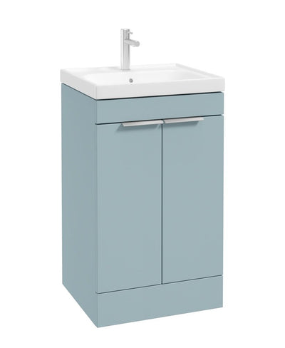Stockholm Floorstanding 50Cm Two Door Unit Matt Morning Sky Blue-Brushed Chrome Handles