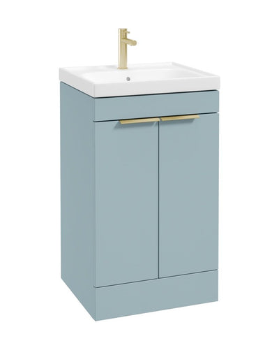 Stockholm Floorstanding 50Cm Two Door Unit Matt Morning Sky Blue-Brushed Gold Handles