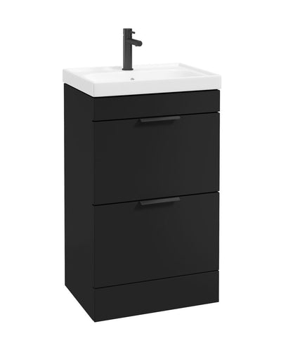 Stockholm Floorstanding 50Cm Two Drawer Unit Matt Black-Matt Black Handles
