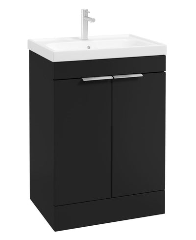Stockholm Floorstanding 60Cm Two Door Unit Matt Black-Brushed Chrome Handles