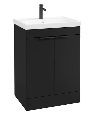Stockholm Floorstanding 60Cm Two Door Unit Matt Black-Matt Black Handles