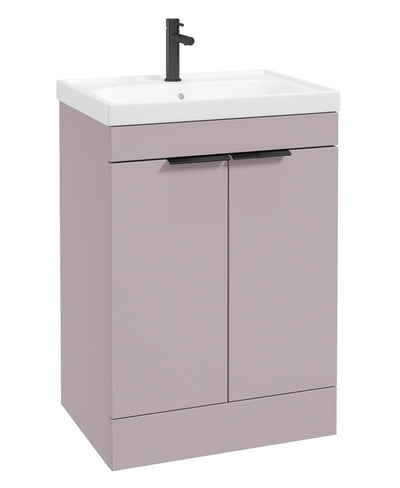 Stockholm Floorstanding 60Cm Two Door Unit Matt Cashmere Pink-Matt Black Handles