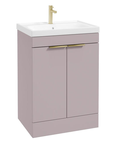 Stockholm Floorstanding 60Cm Two Door Unit Matt Cashmere Pink-Brushed Gold Handles