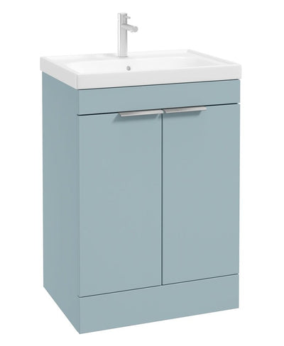 Stockholm Floorstanding 60Cm Two Door Unit Matt Morning Sky Blue-Brushed Chrome Handles