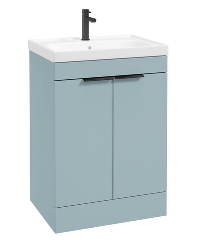 Stockholm Floorstanding 60Cm Two Door Unit Matt Morning Sky Blue-Matt Black Handles