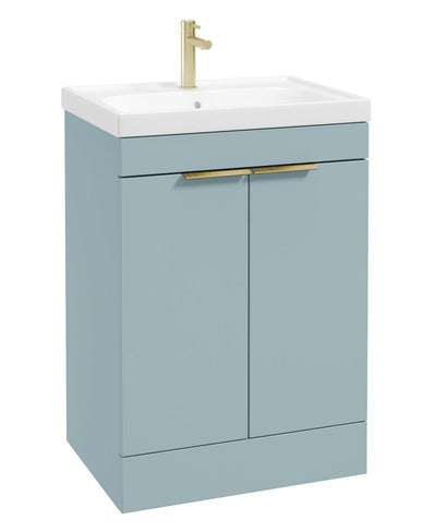 Stockholm Floorstanding 60Cm Two Door Unit Matt Morning Sky Blue-Brushed Gold Handles