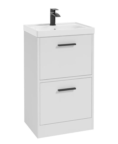 Finland Floorstanding 50Cm Two Drawer Unit Matt White-Black Handle