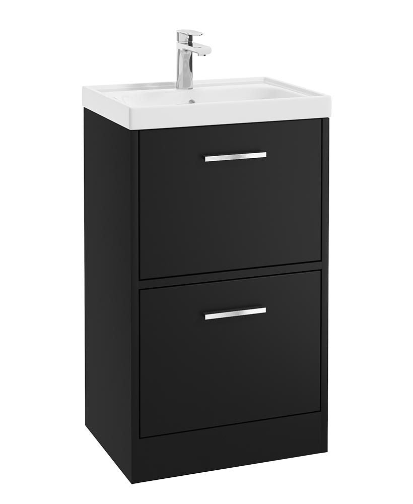 Finland Floorstanding 50Cm Two Drawer Unit Matt Black-Chrome Handle