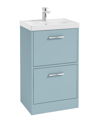 Finland Floorstanding 50Cm Two Drawer Unit Matt Morning Sky Blue-Chrome Handle