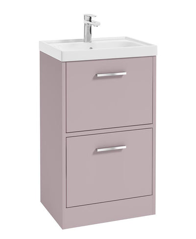 Finland Floorstanding 50Cm Two Drawer Unit Matt Cashmere Pink-Chrome Handle
