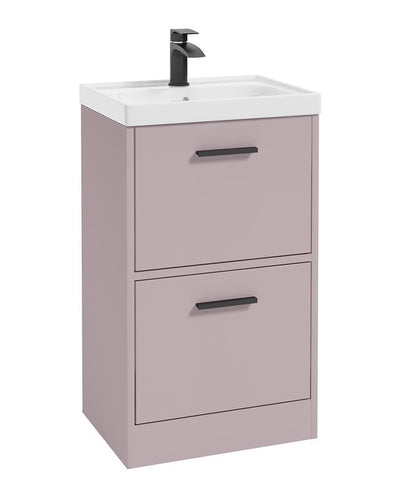 Finland Floorstanding 50Cm Two Drawer Unit Matt Cashmere Pink-Gold Handle
