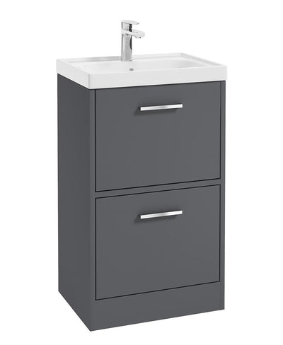 Finland Floorstanding 50Cm Two Drawer Unit Matt Midnight Grey-Chrome Handle
