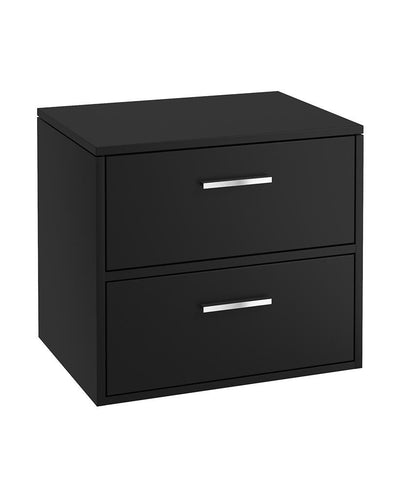 Finland Wall Hung 60Cm Two Drawer Countertop Unit Matt Black-Chrome Handles