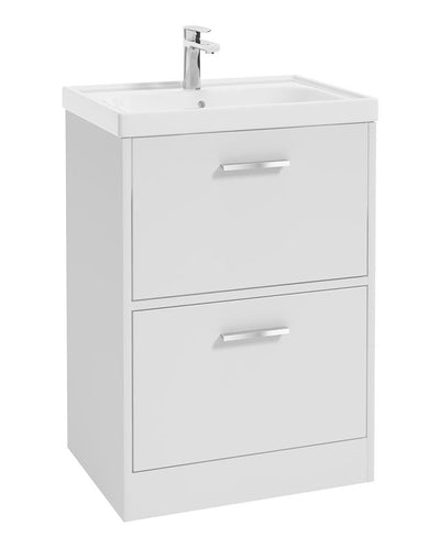 Finland Floorstanding 60Cm Two Drawer Unit Matt White-Chrome Handle