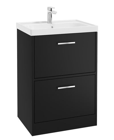 Finland Floorstanding 60Cm Two Drawer Unit Matt Black-Chrome Handle