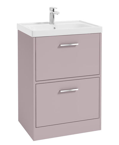 Finland Floorstanding 60Cm Two Drawer Unit Matt Cashmere Pink-Chrome Handle