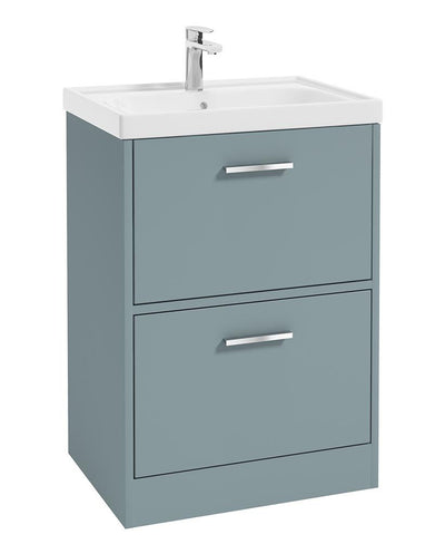 Finland Floorstanding 60Cm Two Drawer Unit Matt Coral Green-Chrome Handle