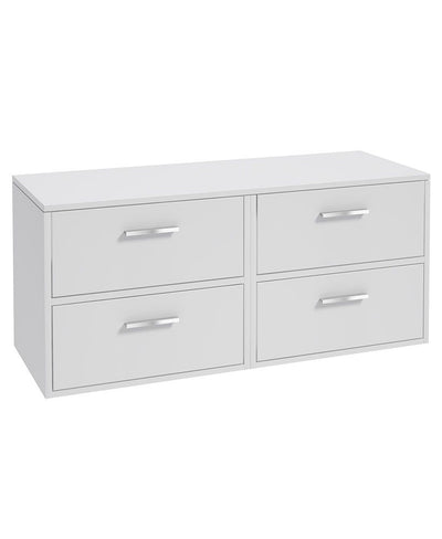 Finland Wall Hung 120Cm Four Drawer Countertop Unit Matt White-Chrome Handles