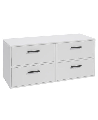 Finland Wall Hung 120Cm Four Drawer Countertop Unit Matt White-Black Handles