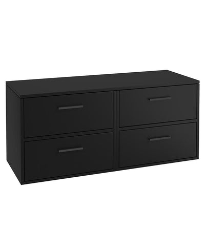 Finland Wall Hung 120Cm Four Drawer Countertop Unit Matt Black-Black Handles