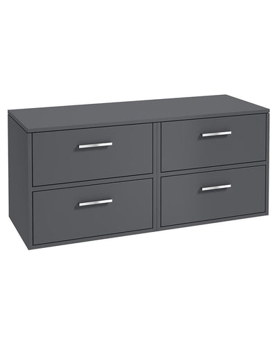 Finland Wall Hung 120Cm Four Drawer Countertop Unit Matt Midnight Grey-Chrome Handles