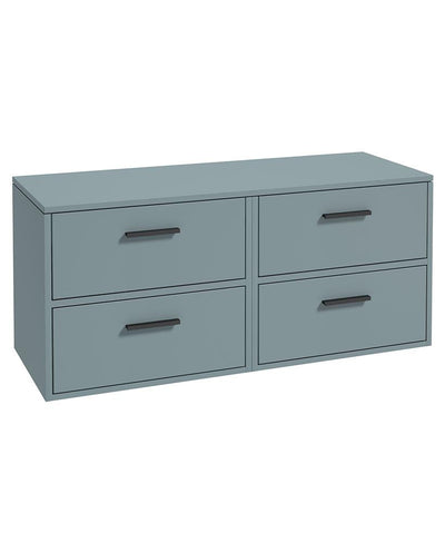 Finland Wall Hung 120Cm Four Drawer Countertop Unit Matt Coral Green-Black Handles