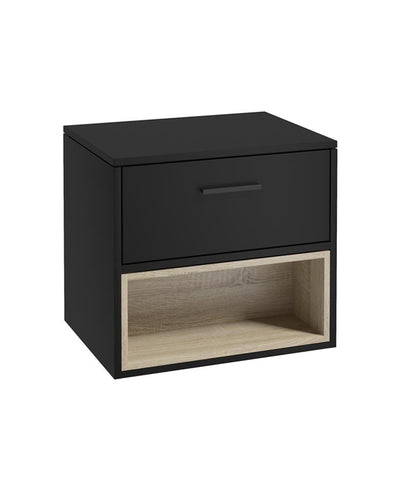 Malmo Wall Hung 60Cm Single Drawer Countertop Unit Matt Black-Black Handle