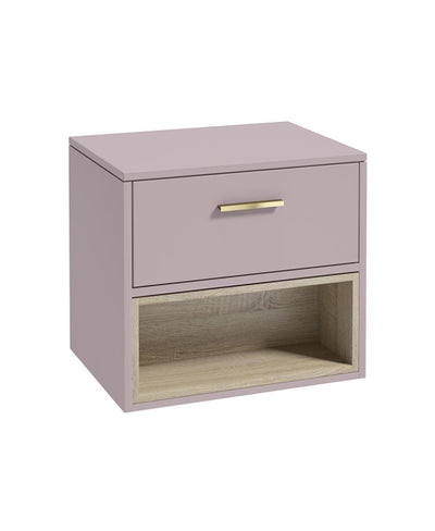 Malmo Wall Hung 60Cm Single Drawer Countertop Unit Matt Cashmere Pink-Gold Handle
