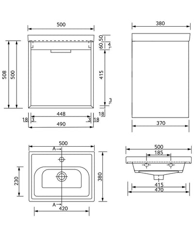 Fjord Wall Hung 50Cm Two Drawer Unit Matt Cashmere Pink-Brushed Chrome Handles