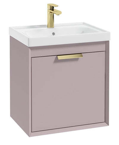 Fjord Wall Hung 50Cm Two Drawer Unit Matt Cashmere Pink-Brushed Gold Handles