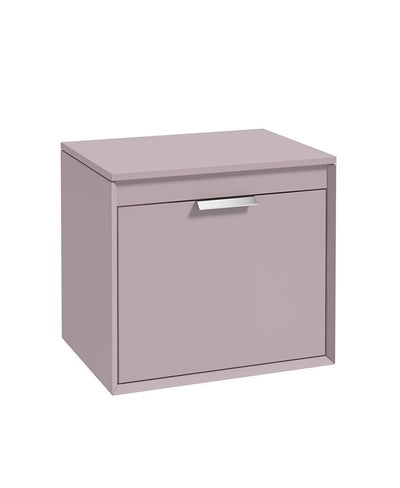 Fjord Wall Hung 60Cm Two Drawer Countertop Unit Matt Cashmere Pink-Brushed Chrome Handles