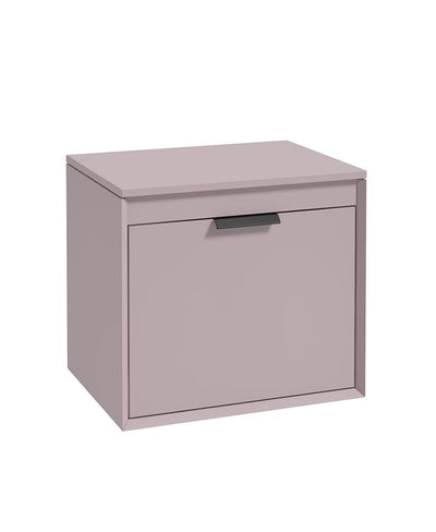 Fjord Wall Hung 60Cm Two Drawer Countertop Unit Matt Cashmere Pink-Matt Black Handles