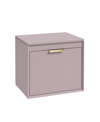 Fjord Wall Hung 60Cm Two Drawer Countertop Unit Matt Cashmere Pink-Brushed Gold Handles