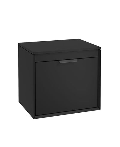 Fjord Wall Hung 60Cm Two Drawer Countertop Unit Matt Black-Matt Black Handles
