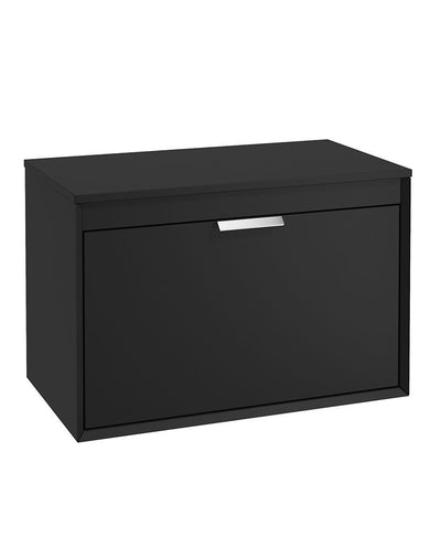 Fjord Wall Hung 80Cm Two Drawer Countertop Unit Matt Black-Brushed Chrome Handles